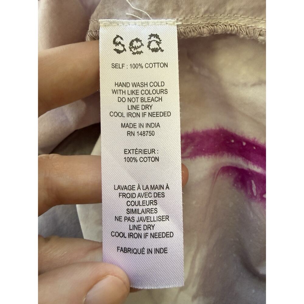 Sea New York Tamara Top Ruffled High Neck Blouse Cotton Large Back Buttons - Picture 7 of 9